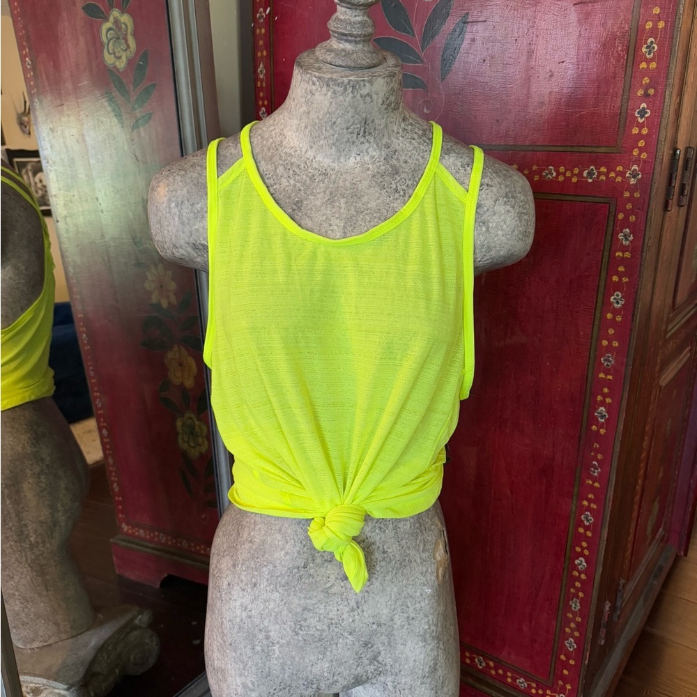 Sheer electric neon tank top